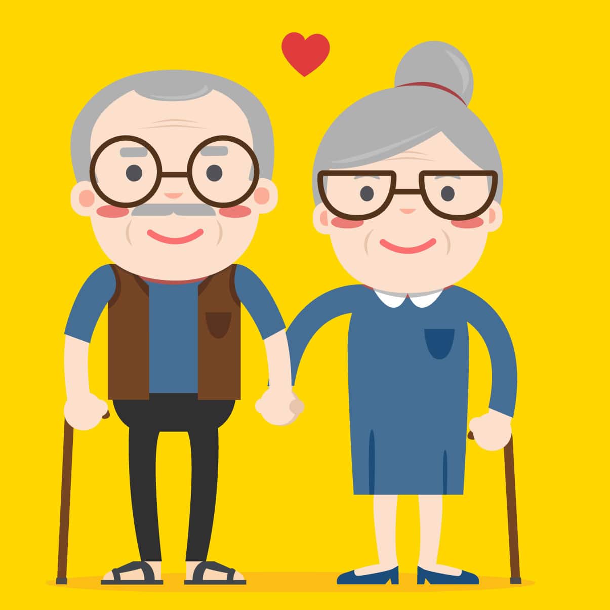 illustration of two senior adults